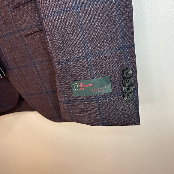 🔥 NWT Ted Baker London Men’s Blazer – Plum Check Windowpane – Size 38R - Picture 5 of 11